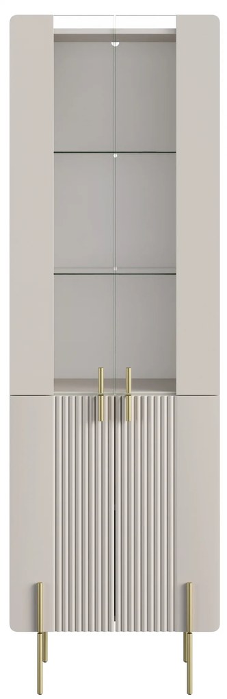 Malmi vitrines szekrény 60 cm négyajtós - kasmír / arany lábak