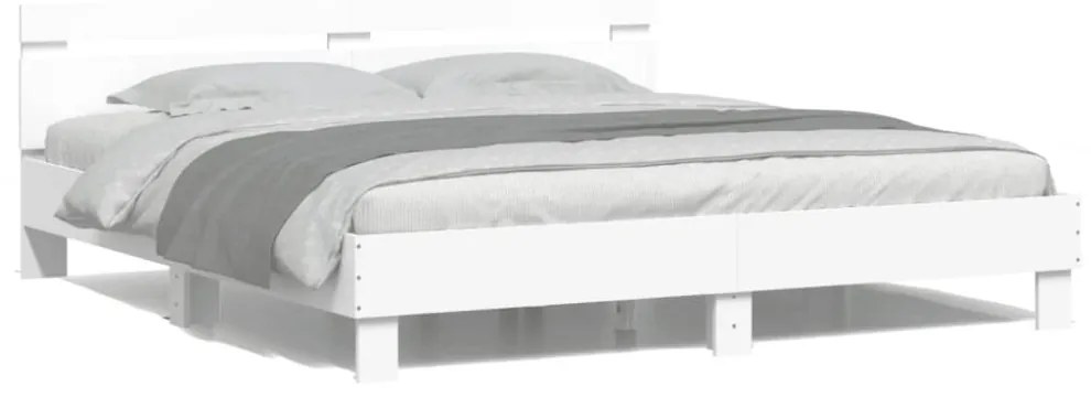 fehér ágykeret fejtámlával és LED-del 200 x 200 cm