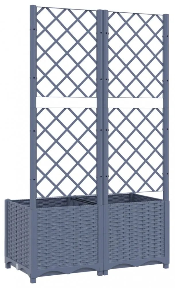 kék-szürke kerti virágláda ráccsal 80 x 40 x 136 cm PP