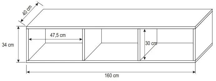 LODI asztal TV alá - 160 cm széles, fehér