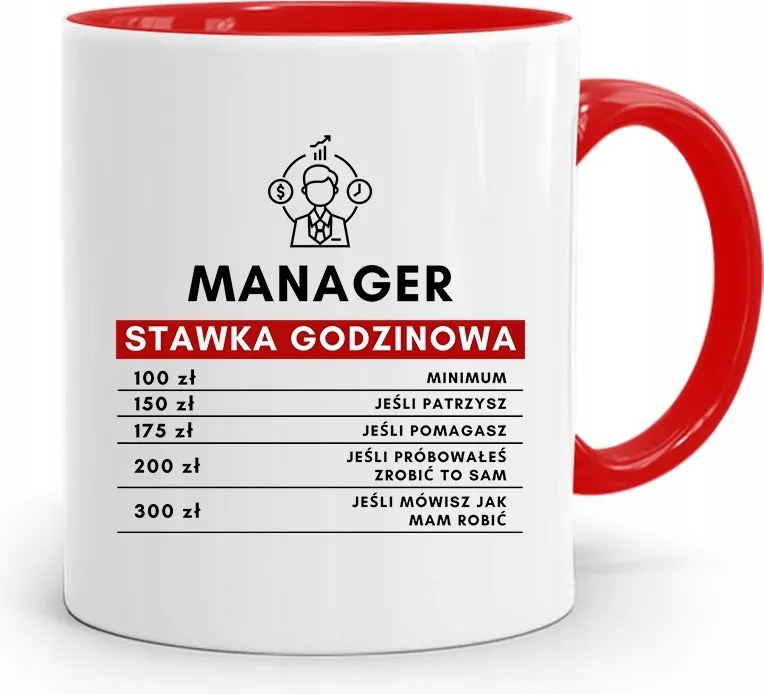 Menedzser Bögre Piros Ajándék fényképes nyomtatással