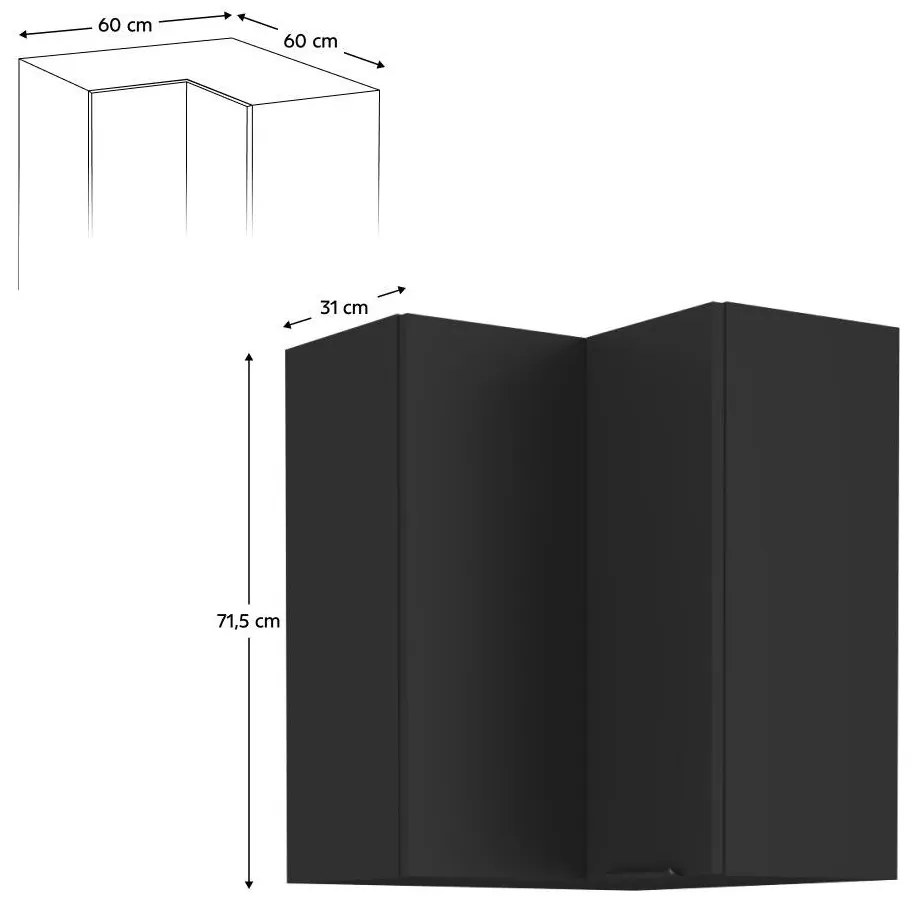 Felső sarok konyhaszekrény Sobera 60x60 GN 72 2F (fekete) . 1097002