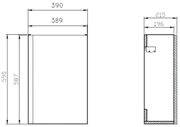 Cersanit S801-218-DSM-fürdőszobai szekrény mosdóval MODUO SLIM 40 cm fényes fehér