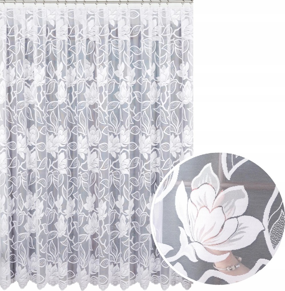 Függöny méteráru Hosszú 250cm Függöny Virágokkal Nagy Mintás