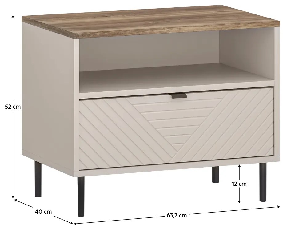 EYCO 1S éjjeliszekrény, kasmír/castello tölgy