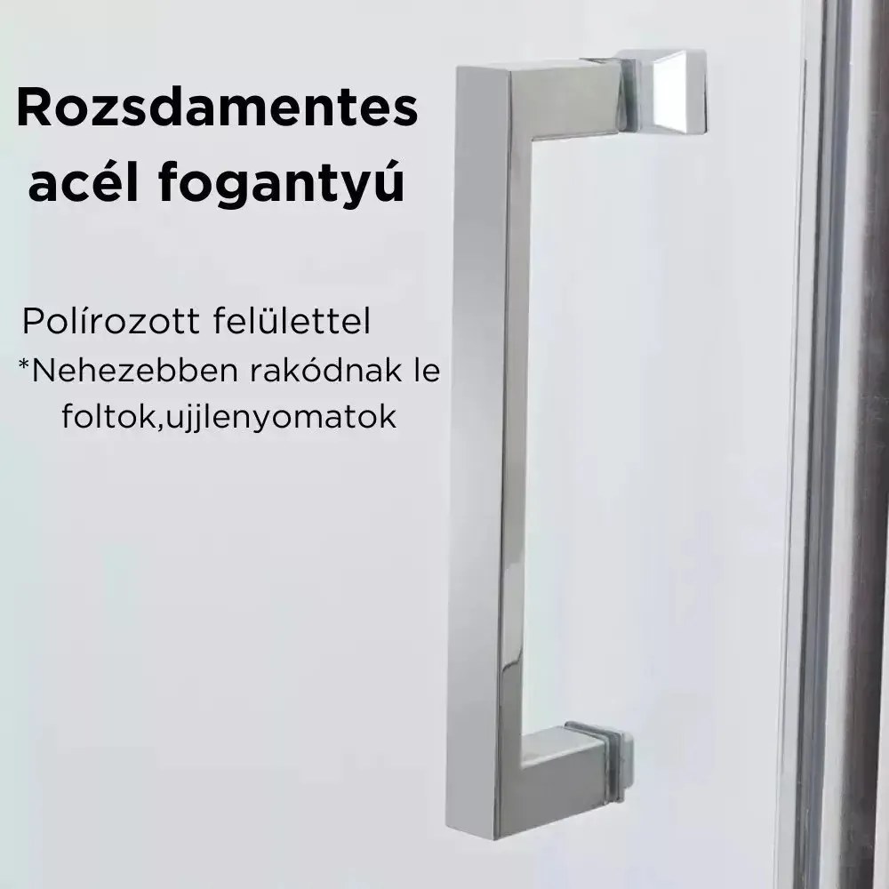 Stuxi Delhi 120x90 aszimmetrikus szögletes tolóajtós zuhanykabin 6 mm vastag vízlepergető biztonsági üveggel, krómozott elemekkel, 200 cm magas