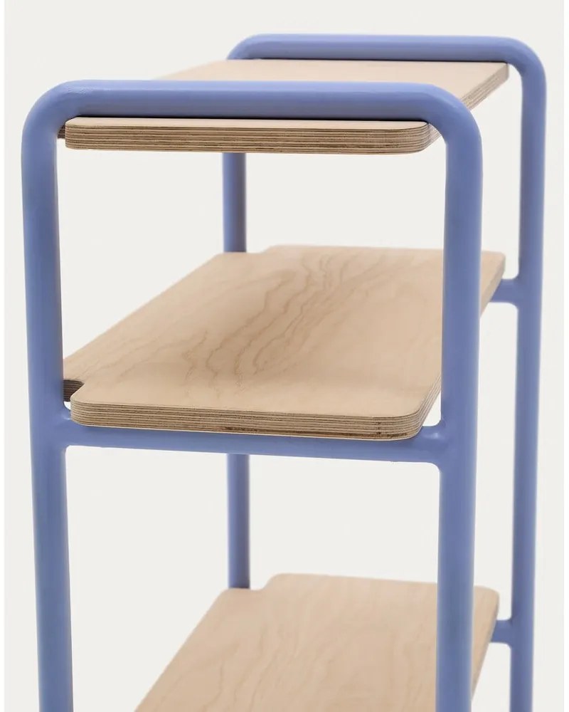 Világoskék-natúr színű függő gyerek könyvespolc kőrisfa dekorral 60x70x28 cm Tinn – Kave Home