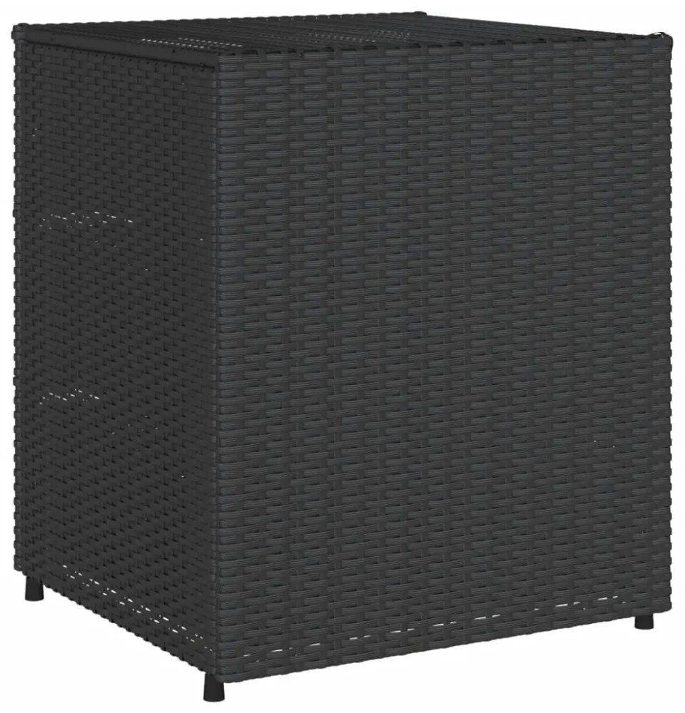 fekete polyrattan kerti tárolószekrény 55 x 59 x 69 cm