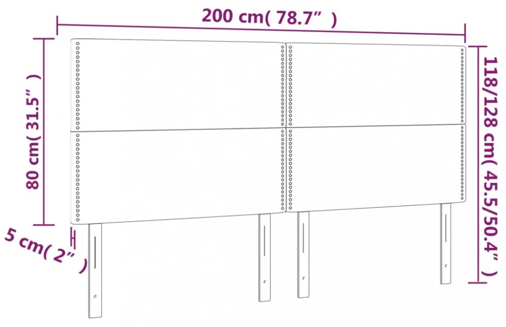 rózsaszín bársony LED-es fejtámla 200x5x118/128 cm