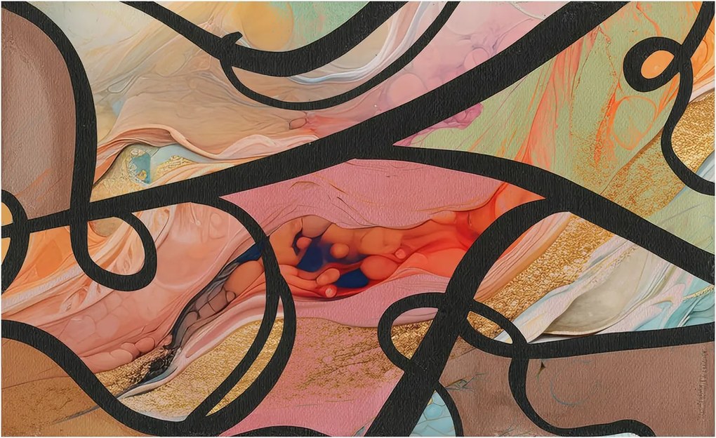 Divatos Flizelin Tapéta Ragasztóval Fali 3D Színes mozgás 416x254 Ragasztó