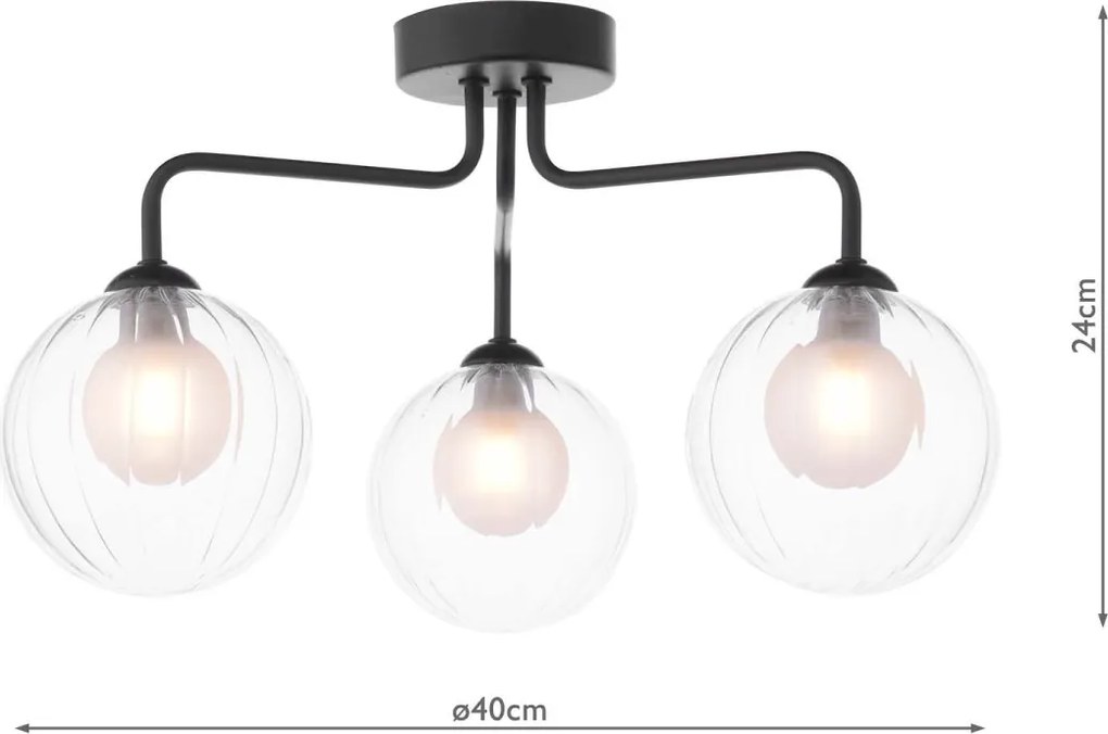 Dar Lighting modern mennyezeti lámpa feya matt fekete darfey0322-20