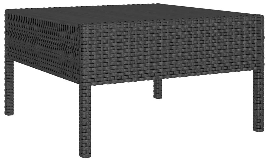 9 részes fekete polyrattan kerti bútorszett párnákkal