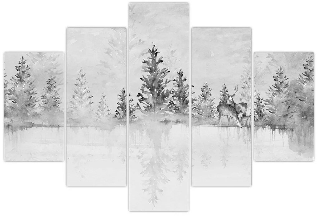 Kép - Szarvas a tónál (150x105 cm)