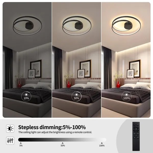 Brilagi- LED dimmelhető mennyezeti lámpa TWISTER LED/48W/230V Ø 50 cm fekete +távirányító