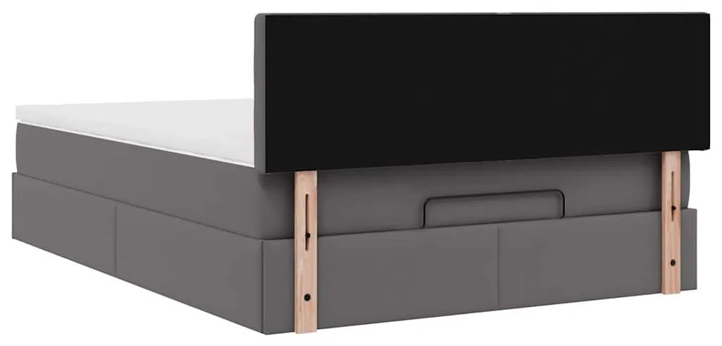 szürke műbőr ottomán ágy matracokkal & LED-ek 140x190cm