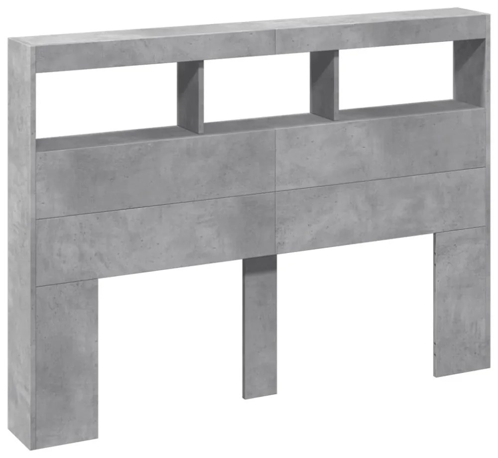 betonszürke áthidalószekrény LED-világítással 140 x 17 x 102 cm