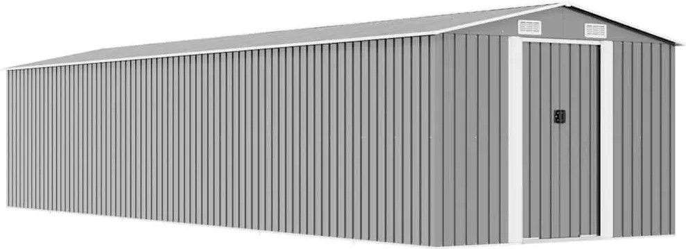 vidaXL szürke horganyzott acél kerti fészer 257 x 990 x 181 cm