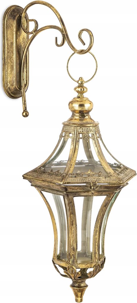 Fém lampion arany lógó üveg lámpa arany retro dekoráció