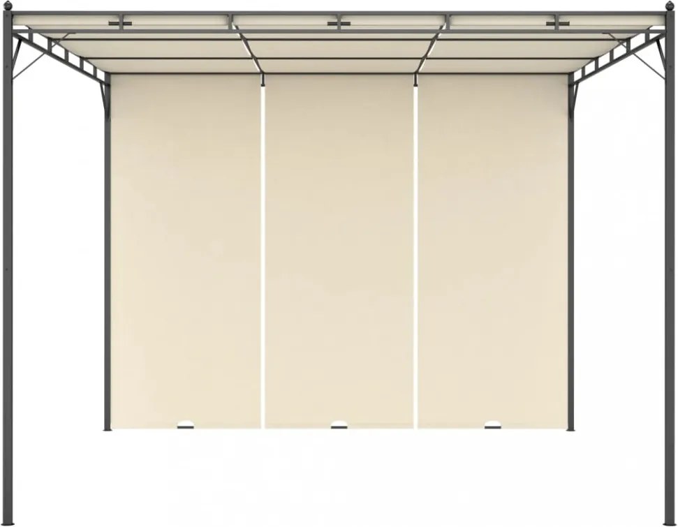 krémszínű kerti pavilon oldalfüggönnyel 3 x 3 x 2,25 m