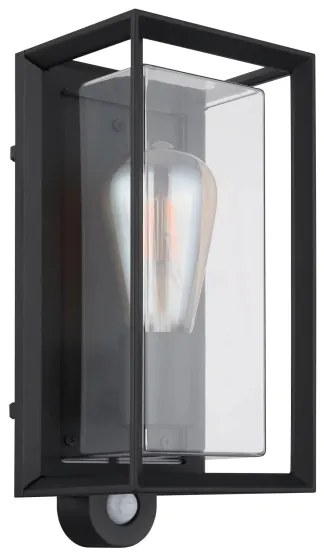 Globo 31982SS -Érzékelős kültéri fali lámpa LOGANA 1xE27/60W/230V IP44 fekete