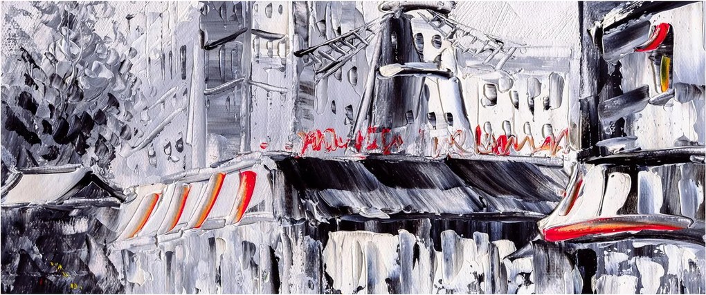 Kép - utca Párizsban, olajfestmény (120x50 cm)