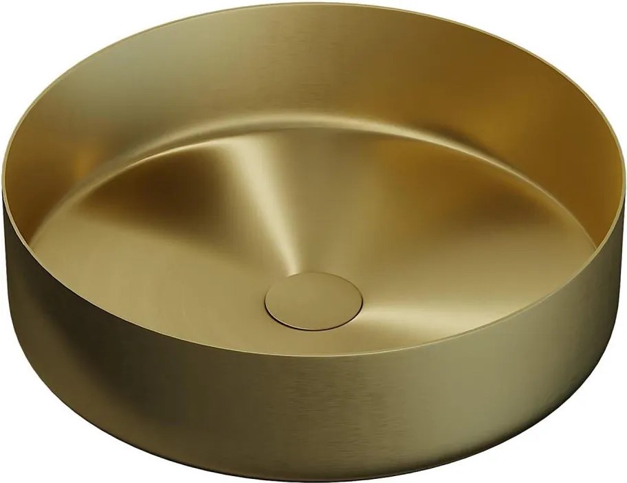 Ráültethető mosdó LJORDAL, Ø 40 cm, acél/sárgaréz