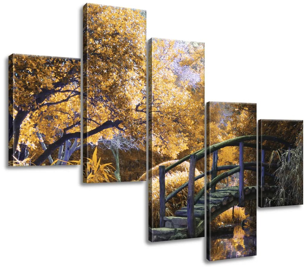 Gario Vászonkép Japán aranykert - 5 részes Méret: 150 x 70 cm