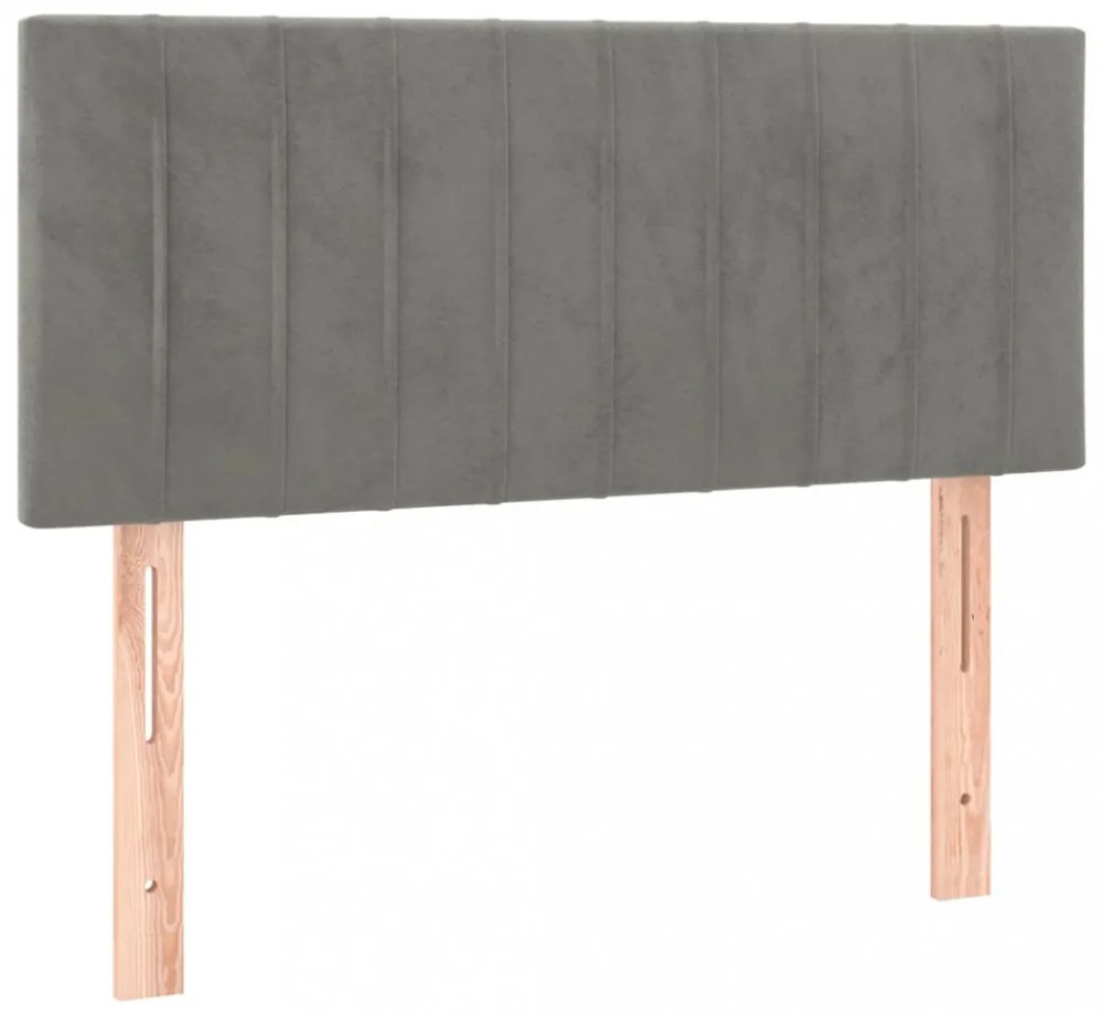 világosszürke bársony LED-es fejtámla 100x5x78/88 cm