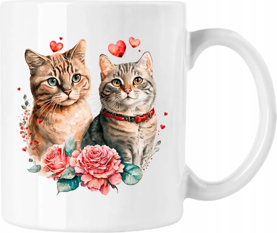 Bögre Macska Virágok Cica Kedves 5 Fehér 330ml