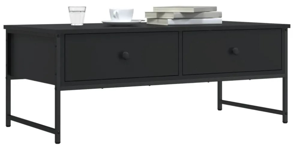 fekete szerelt fa dohányzóasztal 101x49x39,5 cm
