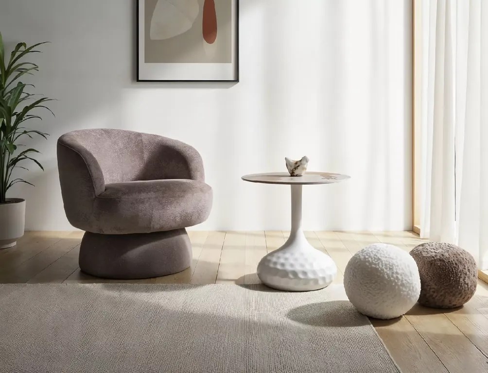 Forgatható design fotel COSMIC RAVEN, sötétbézs