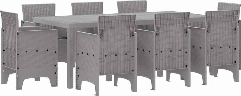 vidaXL Kert étkező szett 9 pcs Világosszürke Polipropilén