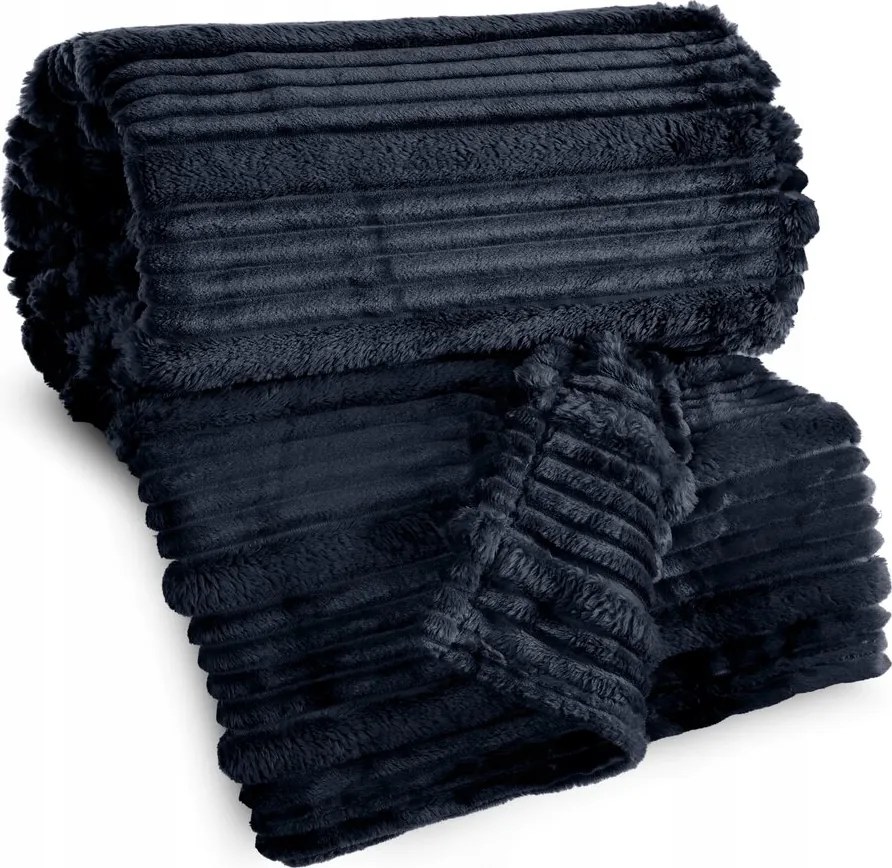 Ágytakaró Nina 150x200 Eurofirany sötétkék puha, térbeli csíkos