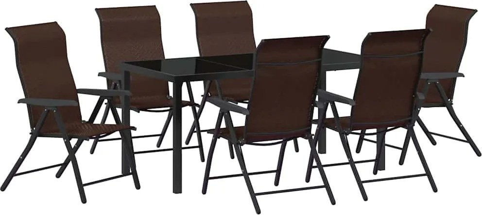 vidaXL Kert étkező szett 7 pcs Barna Porszórt acél