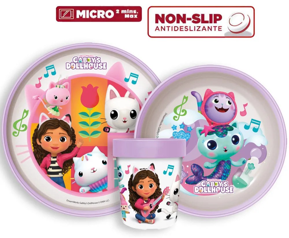 Gabi babaháza Wonderland csúszásmentes étkészlet, micro műanyag szett