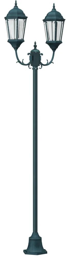 Kerti lámpa oszlop 2-lámpás E27 Zöld 220 cm Alumínium