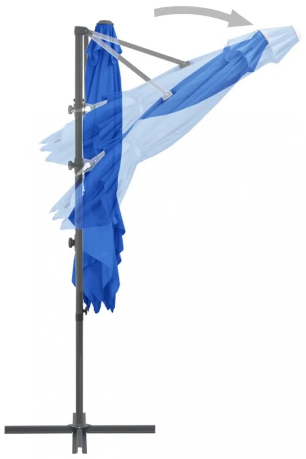 azúrkék konzolos napernyő acélrúddal 250 x 250 cm