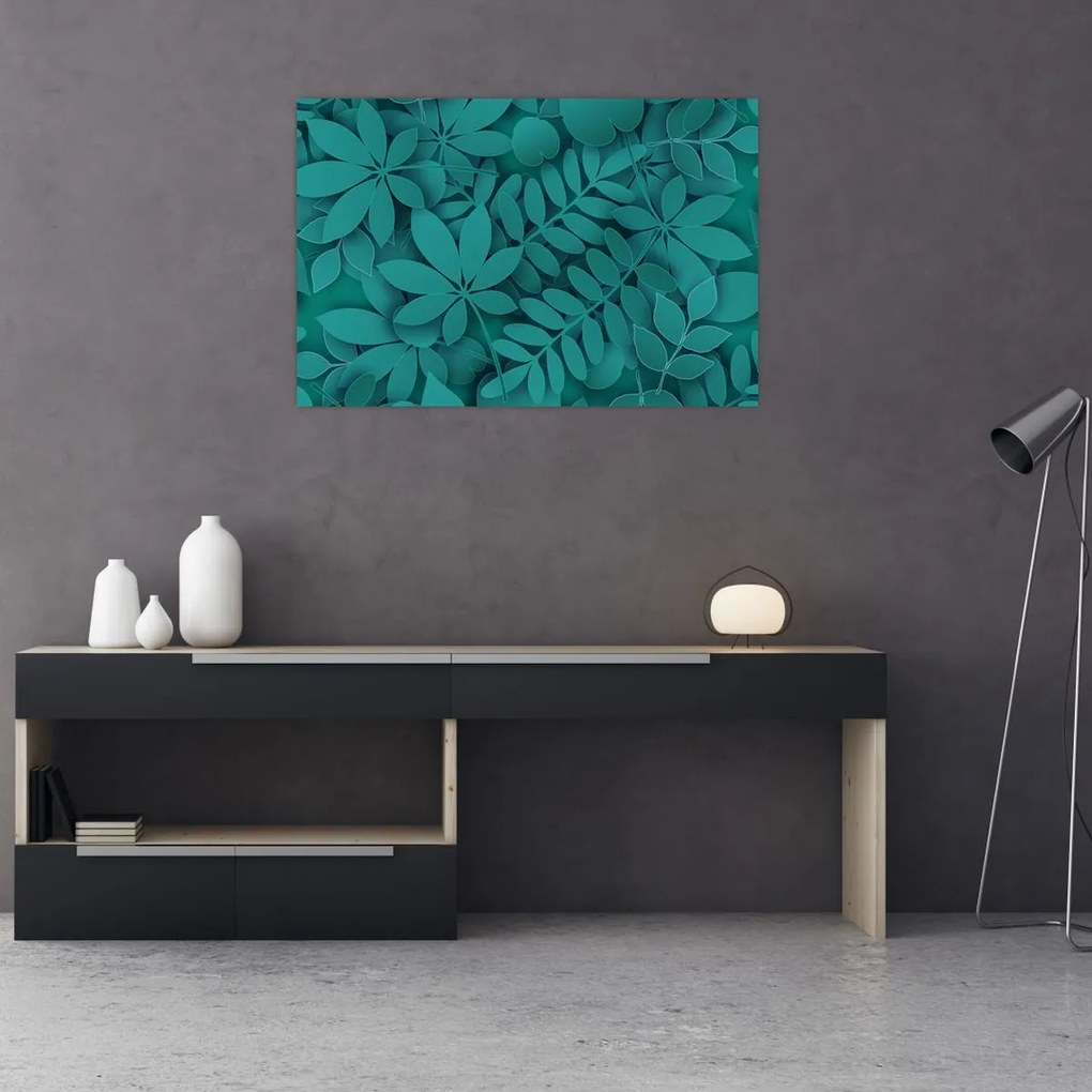 Kép - Türkiz levelek (90x60 cm)