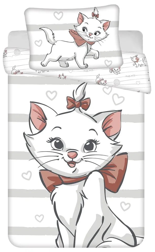 Fehér pamut gyerek ágyneműhuzat babaágyhoz 100x135 cm Marie Cat "Bow" – Jerry Fabrics
