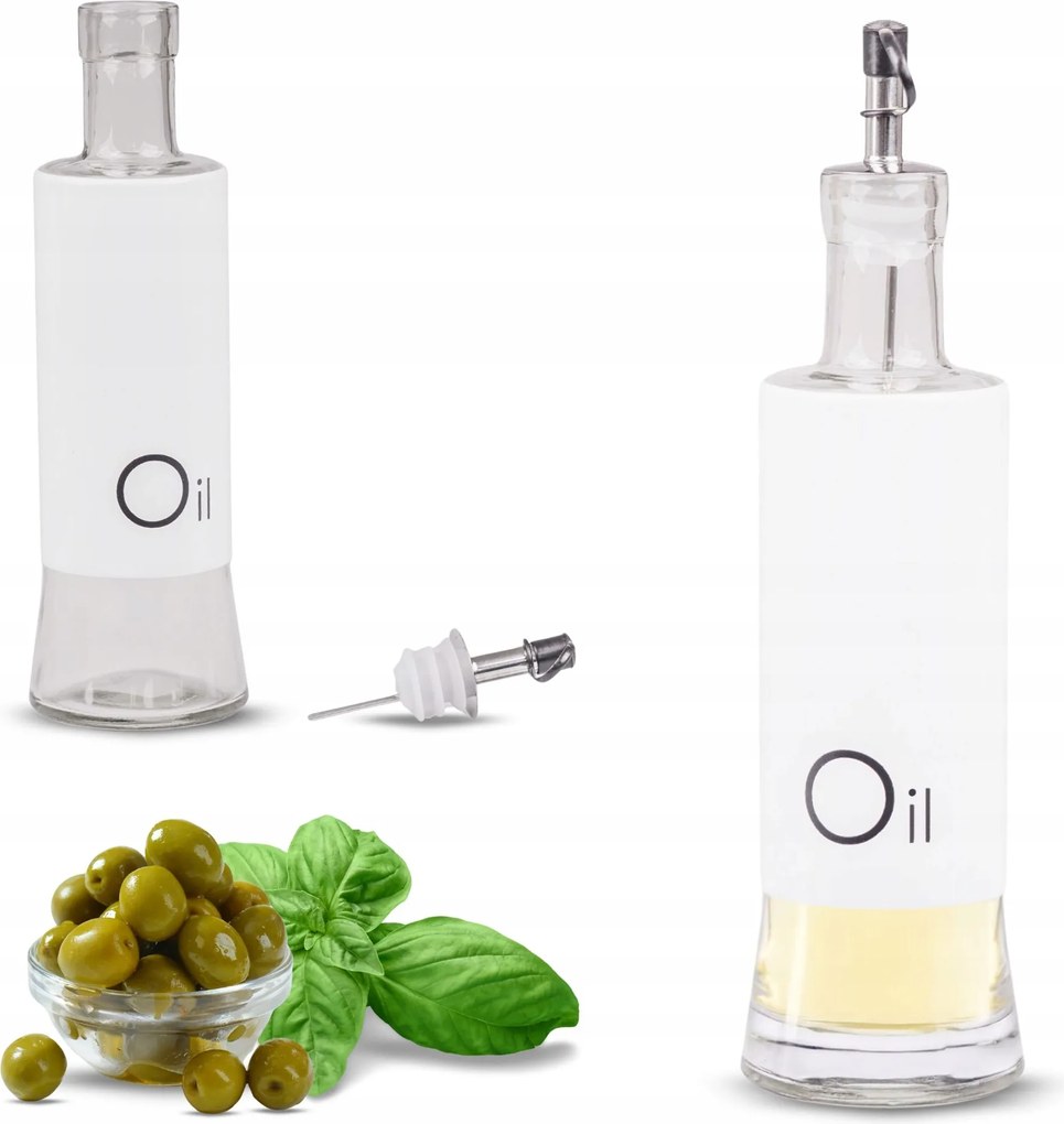 Ecetes Olívaolaj Palack Üveg Adagolóval 320ml Fehér