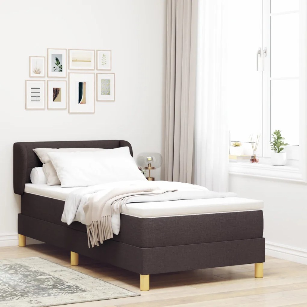 Boxspring Ágy Mattal - Sötétbarna - 100x200 cm - Szövet