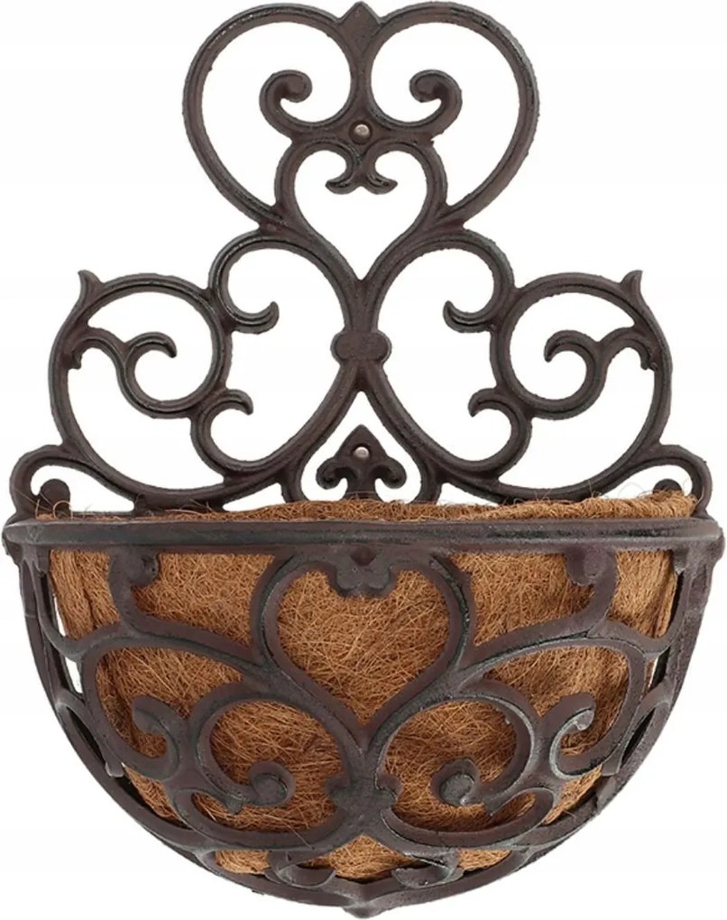 Öntöttvas fali virágtartó kókuszbetéttel 2,3l erkély és terasz dekoráció