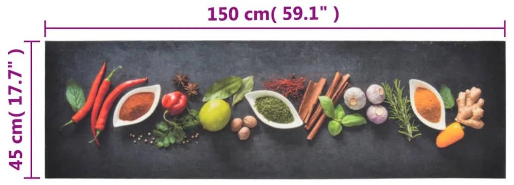 mosható fűszermintás bársony konyhaszőnyeg 45 x 150 cm
