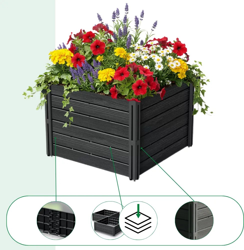 BASE PLANT magaságyás, 61x61x46cm, antracit Prosperplast