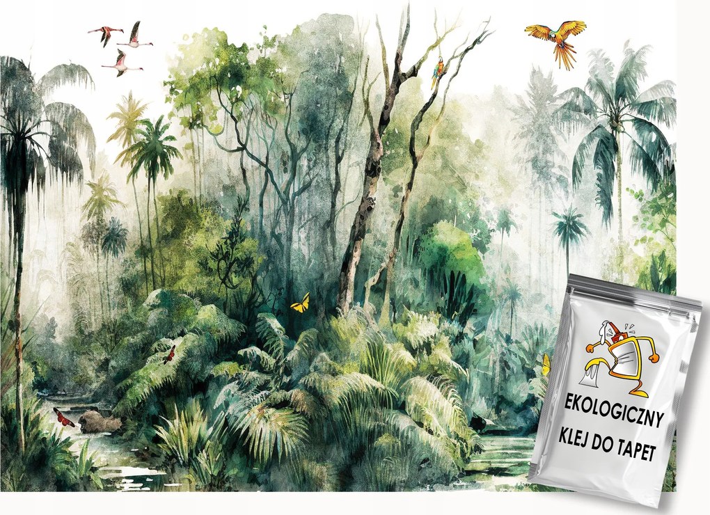 Fotótapéta Flizelina Tájkép Trópusi Erdő Dzsungel Zöld Madár 100x75 ragasztó