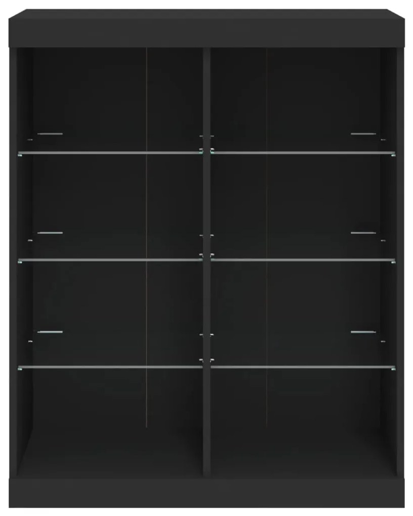fekete tálalószekrény LED-világítással 81 x 37 x 100 cm