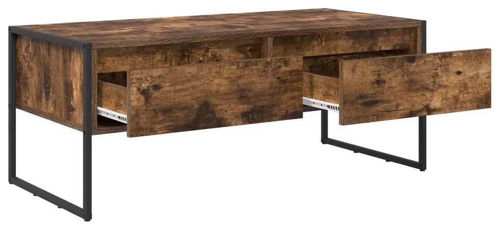 vidaXL Dohányzóasztal fiókkal Füstös tölgy 100 x 46 x 40 cm Faanyag