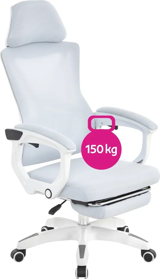 Irodai szék, világosszürke/fehér, teherbírás 150 kg, MALVIN