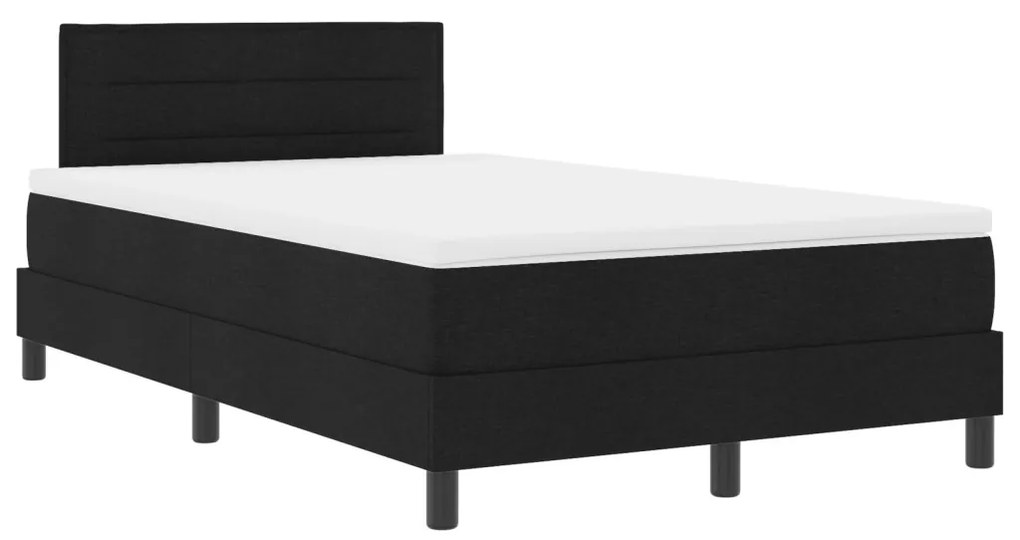 Box Spring Ágy Matraccal és LED Fekete 120x190 cm Szövet