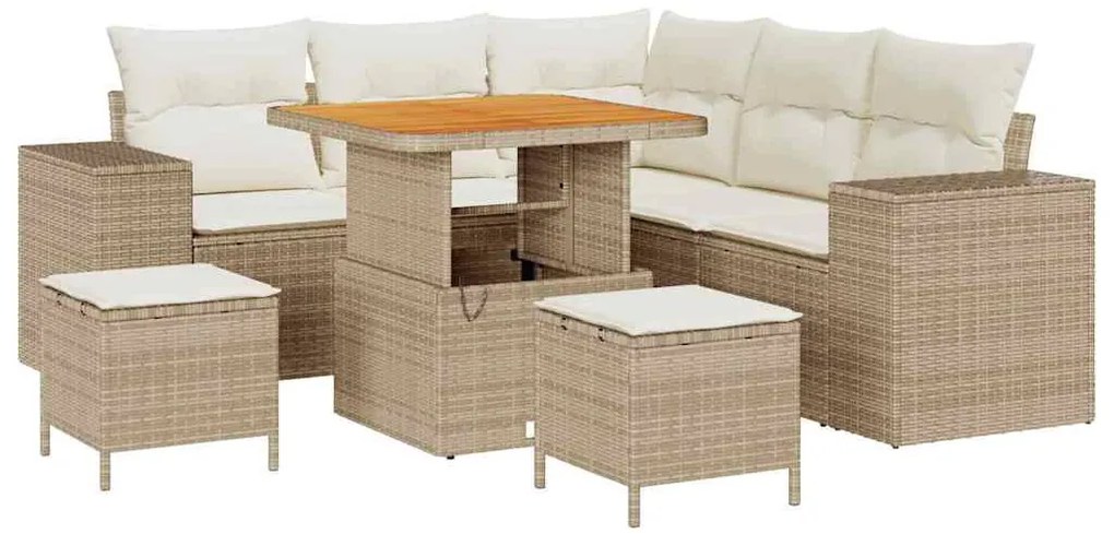 Kerti Kanapé Szett párnával 8 pcs Beige és krém 80 x 80 x 71 cm